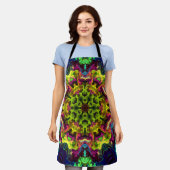 Psychedelic Mandala Flower Green Blue en Paars Schort (Gedragen)