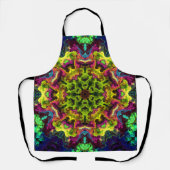 Psychedelic Mandala Flower Green Blue en Paars Schort (Voorkant)