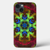 Psychedelic Mandala Flower Green Blue en Red Case-Mate iPhone Case (Achterkant)