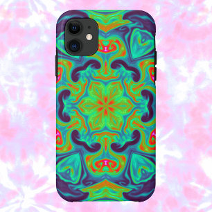 Psychedelic Mandala Flower Green Blue en Red Case-Mate iPhone Case