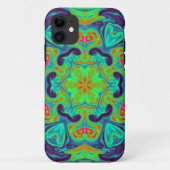 Psychedelic Mandala Flower Green Blue en Red Case-Mate iPhone Case (Achterkant)
