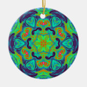 Psychedelic Mandala Flower Green Blue en Red Keramisch Ornament (Voorkant)