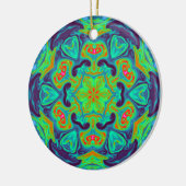 Psychedelic Mandala Flower Green Blue en Red Keramisch Ornament (Links)