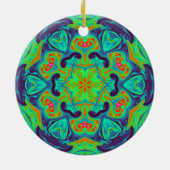 Psychedelic Mandala Flower Green Blue en Red Keramisch Ornament (Achterkant)