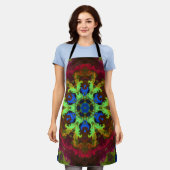 Psychedelic Mandala Flower Green Blue en Red Schort (Gedragen)