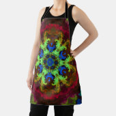 Psychedelic Mandala Flower Green Blue en Red Schort (Insitu)