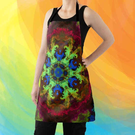 Psychedelic Mandala Flower Green Blue en Red Schort
