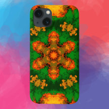 Psychedelic Mandala Flower Green Oranje and Yellow