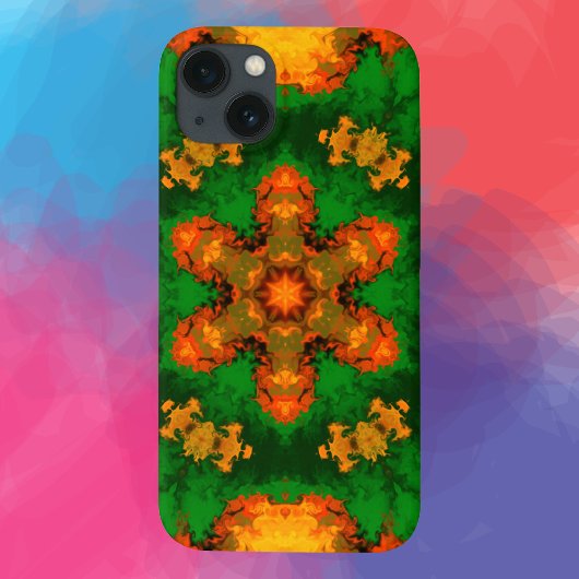 Psychedelic Mandala Flower Green Oranje and Yellow Case-Mate iPhone Case