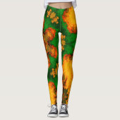 Psychedelic Mandala Flower Green Oranje and Yellow Leggings (Voorkant)