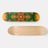 Psychedelic Mandala Flower Green Oranje and Yellow Persoonlijk Skateboard (Horizontaal)