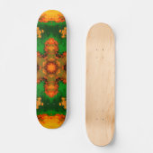 Psychedelic Mandala Flower Green Oranje and Yellow Persoonlijk Skateboard (Voorkant)