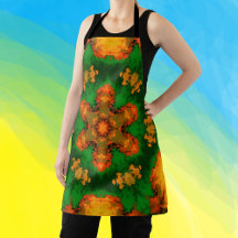 Psychedelic Mandala Flower Green Oranje and Yellow