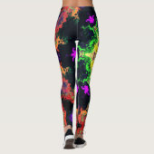 Psychedelic Mandala Flower Green Paars and Yellow Leggings (Achterkant)