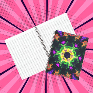 Psychedelic Mandala Flower Green Paars and Yellow Notitieboek
