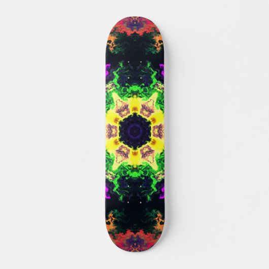 Psychedelic Mandala Flower Green Paars and Yellow Persoonlijk Skateboard (Voorkant)