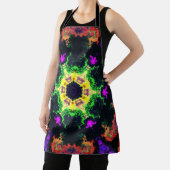 Psychedelic Mandala Flower Green Paars and Yellow Schort (Insitu)