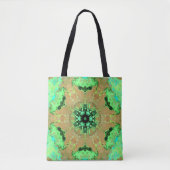 Psychedelic Mandala Flower Oranje and Green Tote Bag (Voorkant)
