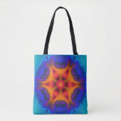 Psychedelic Mandala Flower Oranje Red en Blue Tote Bag (Voorkant)