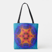 Psychedelic Mandala Flower Oranje Red en Blue Tote Bag (Achterkant)