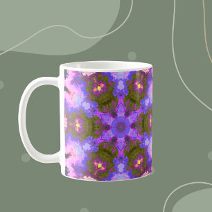 Psychedelic Mandala Flower Paars and Blue Koffiemok