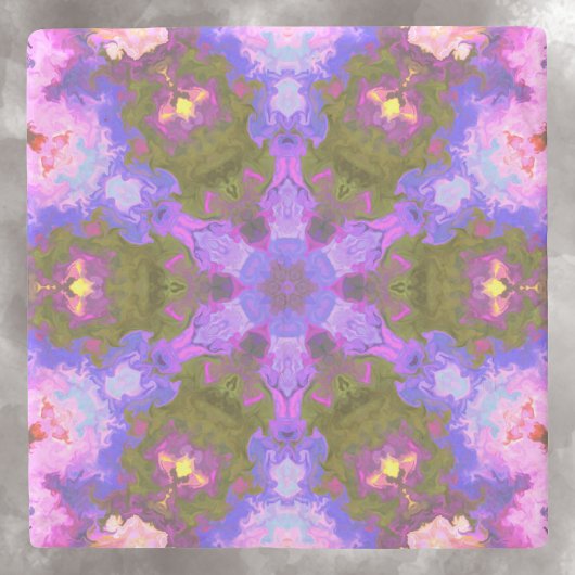 Psychedelic Mandala Flower Paars and Blue Stenen Onderzetter