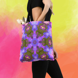 Psychedelic Mandala Flower Paars and Blue Tote Bag
