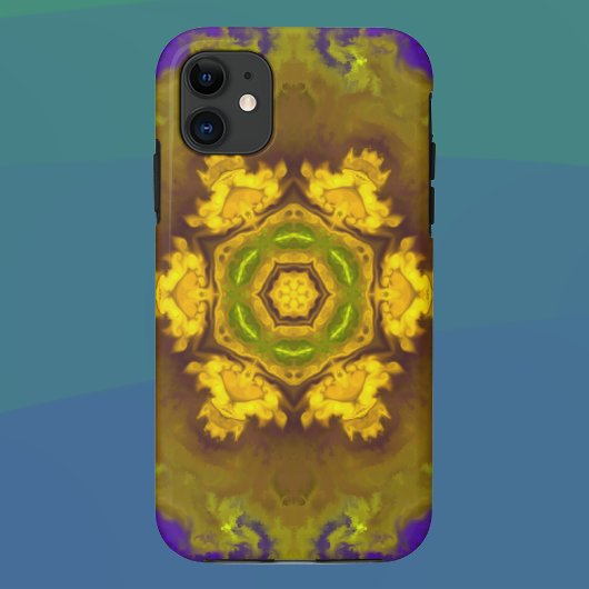 Psychedelic Mandala Flower Paars and Yellow Case-Mate iPhone Case
