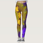 Psychedelic Mandala Flower Paars and Yellow Leggings (Voorkant)