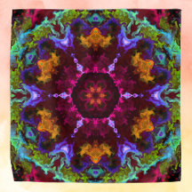 Psychedelic Mandala Flower Paars Oranje and Green