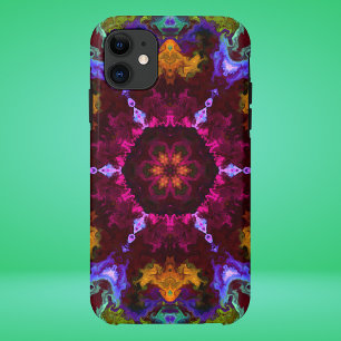 Psychedelic Mandala Flower Paars Oranje and Green Case-Mate iPhone Case