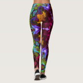Psychedelic Mandala Flower Paars Oranje and Green Leggings (Achterkant)
