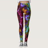 Psychedelic Mandala Flower Paars Oranje and Green Leggings (Voorkant)