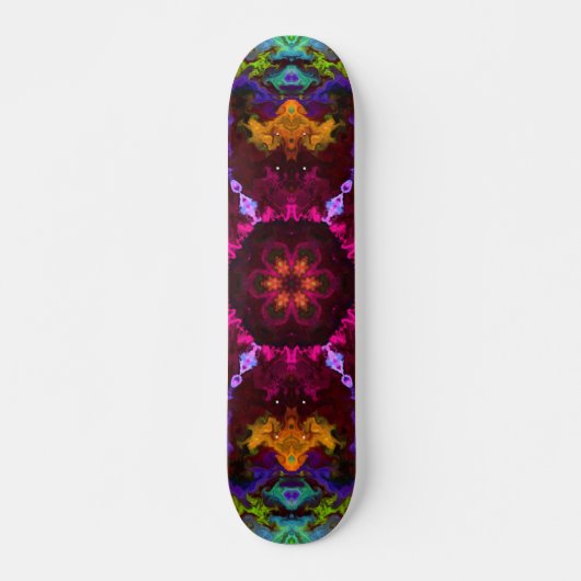 Psychedelic Mandala Flower Paars Oranje and Green Persoonlijk Skateboard (Voorkant)