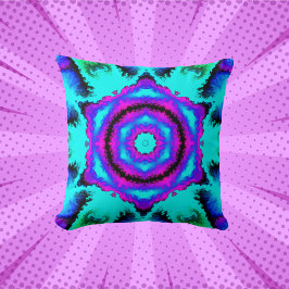Psychedelic Mandala Flower Pink Paars and Blue Kussen