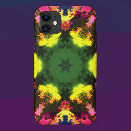 Psychedelic Mandala Flower Pink Yellow en Green Case-Mate iPhone Case