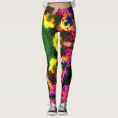 Psychedelic Mandala Flower Pink Yellow en Green Leggings (Voorkant)