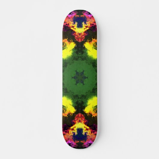 Psychedelic Mandala Flower Pink Yellow en Green Persoonlijk Skateboard (Voorkant)