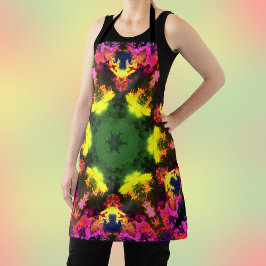 Psychedelic Mandala Flower Pink Yellow en Green Schort