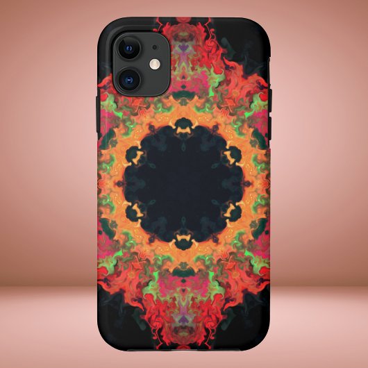 Psychedelic Mandala Flower Red Oranje en Green Case-Mate iPhone Case