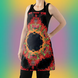 Psychedelic Mandala Flower Red Oranje en Green Schort