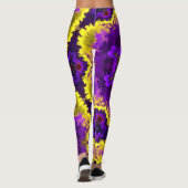 Psychedelic Mandala Flower Yellow en Paars Leggings (Achterkant)