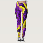 Psychedelic Mandala Flower Yellow en Paars Leggings (Voorkant)