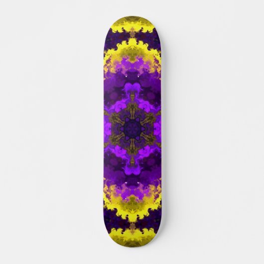 Psychedelic Mandala Flower Yellow en Paars Persoonlijk Skateboard (Voorkant)