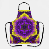 Psychedelic Mandala Flower Yellow en Paars Schort (Voorkant)