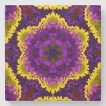 Psychedelic Mandala Flower Yellow en Paars