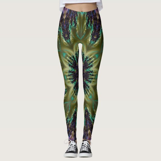 Psychedelic Mandala Retro Hippie Trippy Boho Chic Leggings (Voorkant)