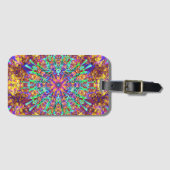 Psychedelic Mandala Trippy Hippie Color Splash Bagagelabel (Voorkant (horizontaal))