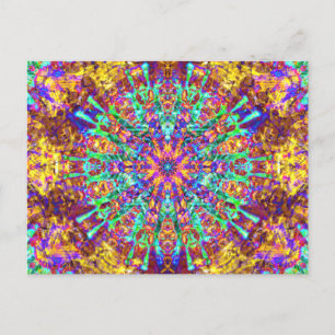Psychedelic Mandala Trippy Hippie Color Splash Briefkaart