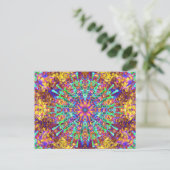 Psychedelic Mandala Trippy Hippie Color Splash Briefkaart (Staand voorkant)